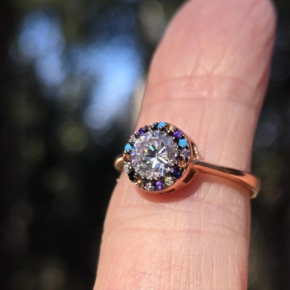 Kharma by Avelon Jewelry - Mixed gemstones surrounding a large white sapphire Sz6